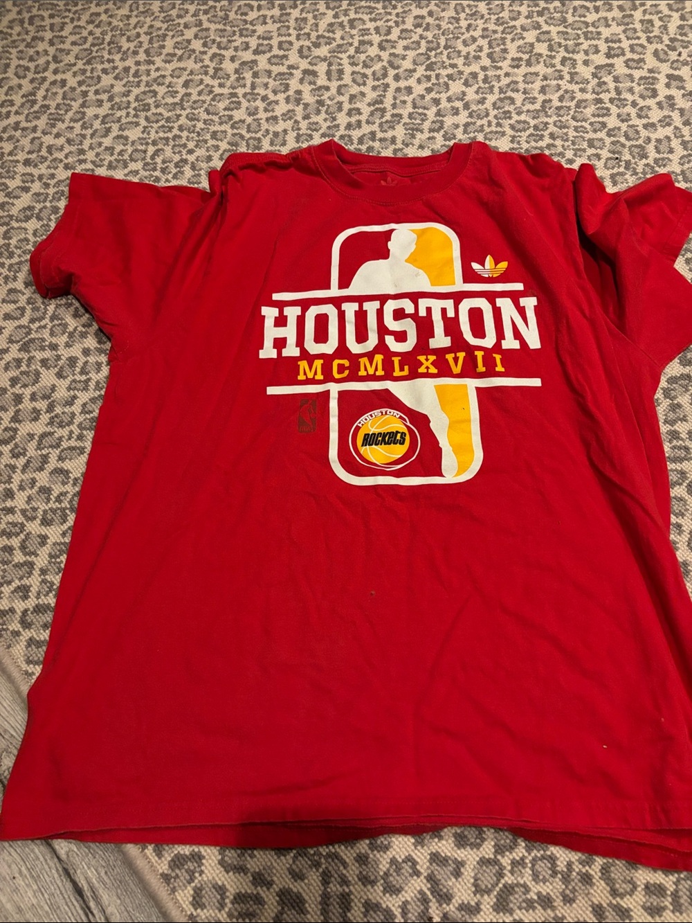 adidas Red Houston Graphic  Tee with Yellow & White Accents